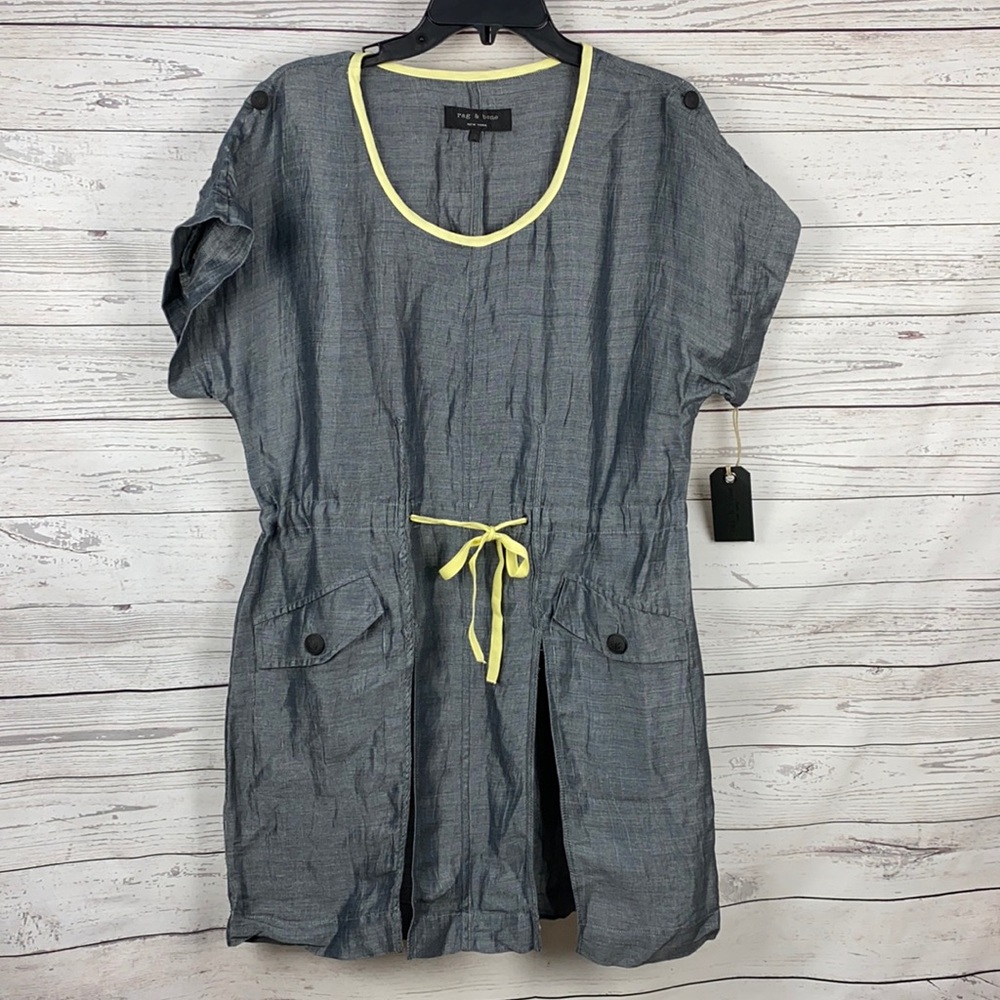 RAG & BONE Calico Linen Silk Tie Waist Dress 2